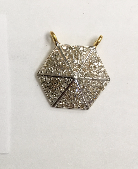14k Solid Gold Octogan Shape Diamond Pendants