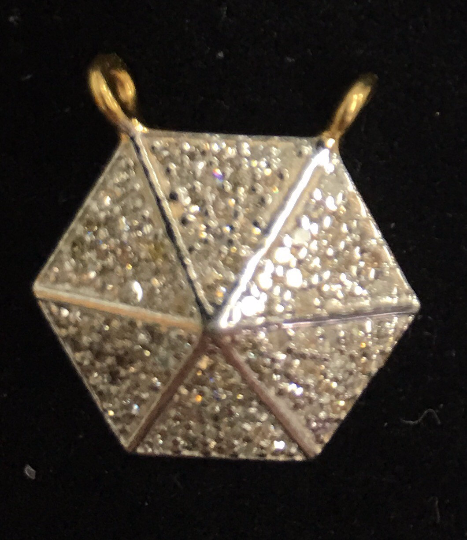 14k Solid Gold Octogan Shape Diamond Pendants