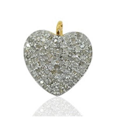 14K Solid Gold Heart Shape Diamond Pendant Approx Size 0.56 "(12 x 14 mm)