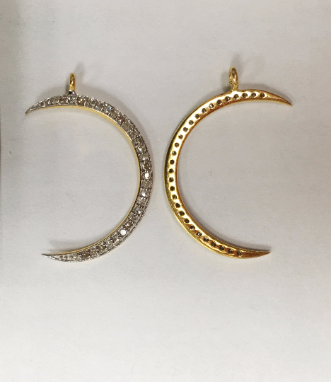 14k Solid Gold Crescent Moon Diamond