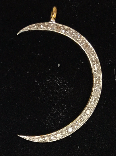 14k Solid Gold Crescent Moon Diamond