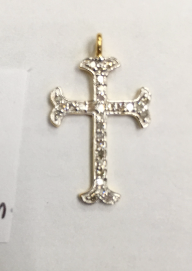 14K Solid Gold Cross Diamond Pendants. Genuine handmade pave diamond Pendant. Approx Size 0.88 "(12 x 22 mm)