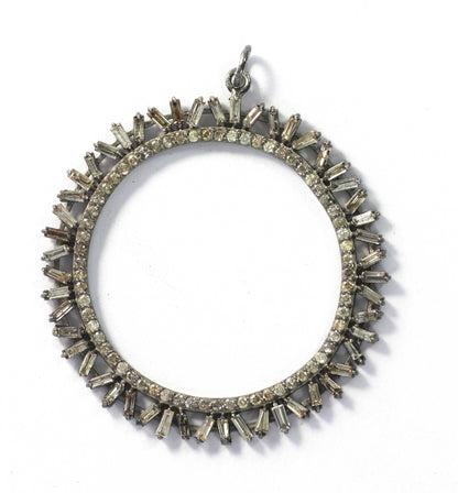 Round Shape Baguette Diamond Pendant