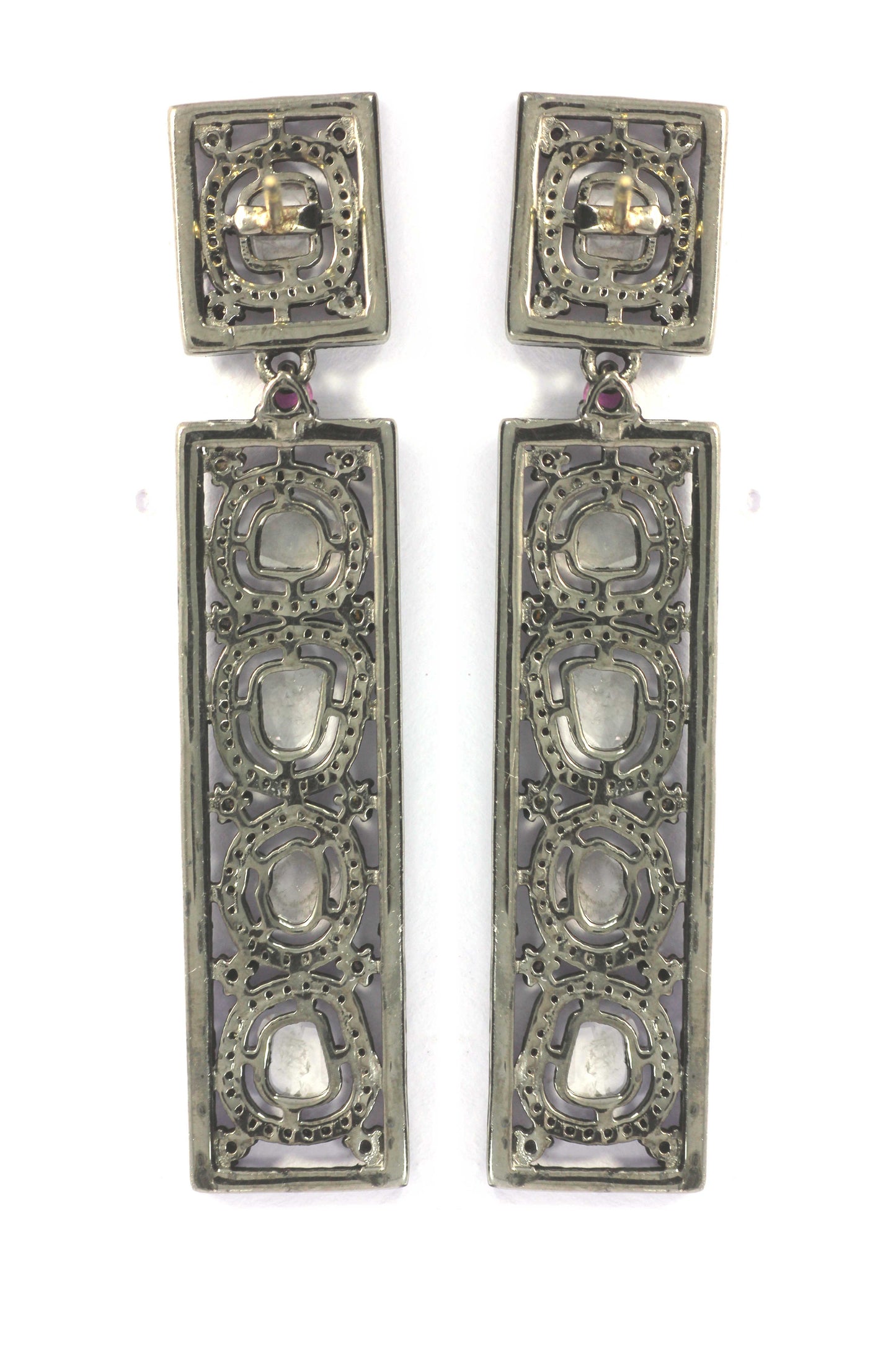Silver Diamond Earring .925 Oxidized Sterling Silver Diamond Earring, Genuine handmade pave diamond Earring.