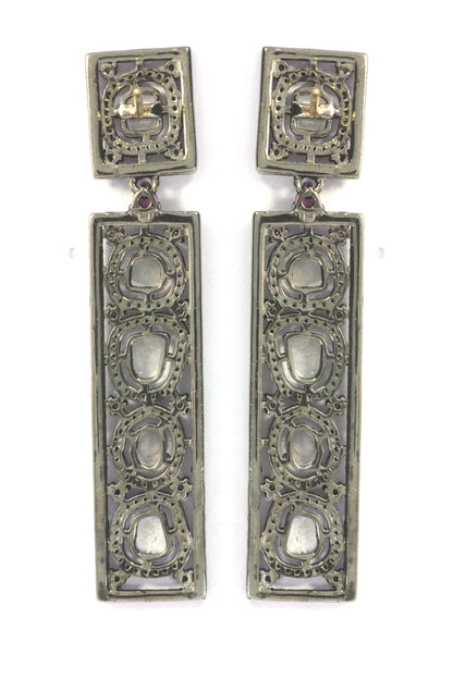 Silver Diamond Earring .925 Oxidized Sterling Silver Diamond Earring, Genuine handmade pave diamond Earring.