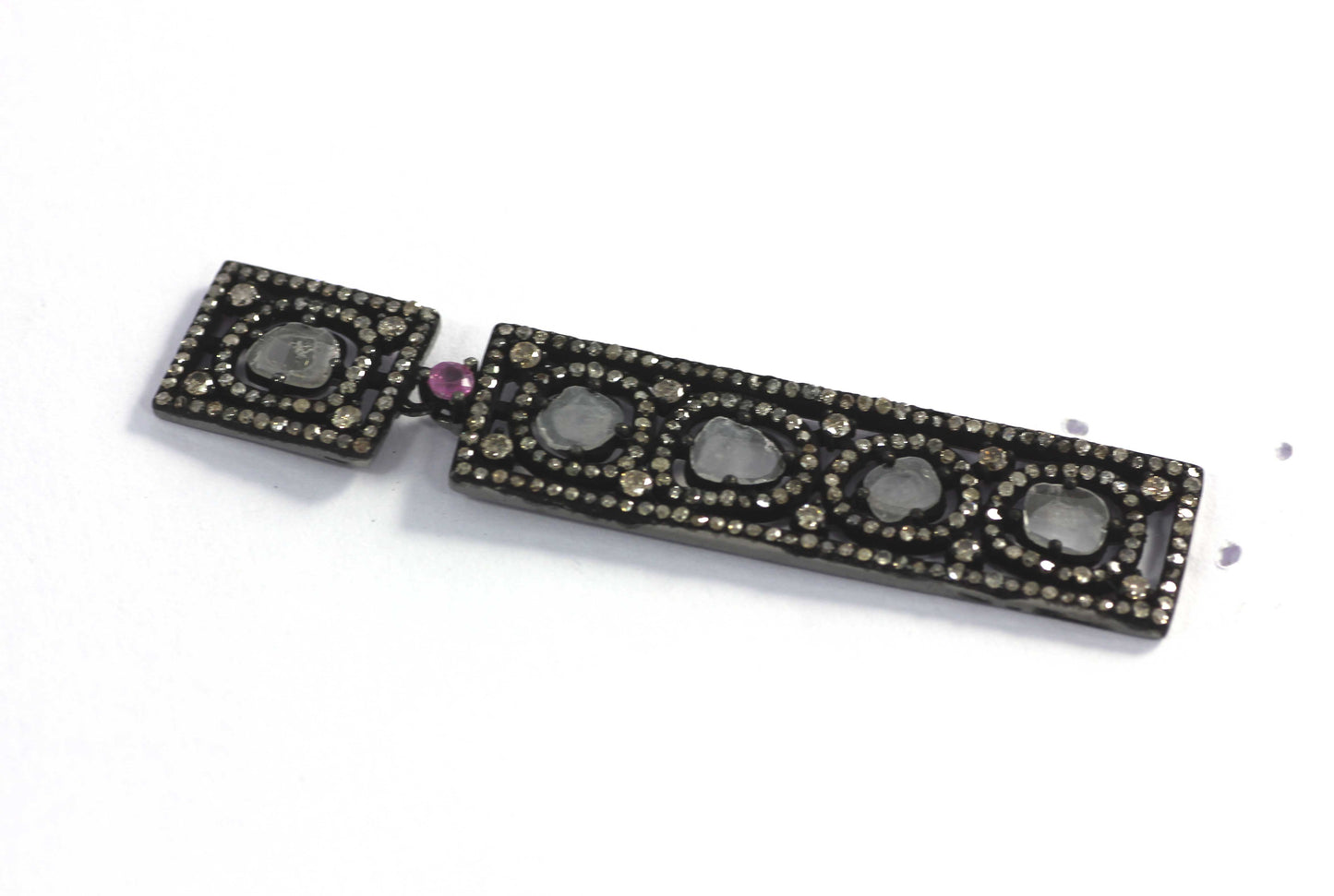 Silver Diamond Earring .925 Oxidized Sterling Silver Diamond Earring, Genuine handmade pave diamond Earring.
