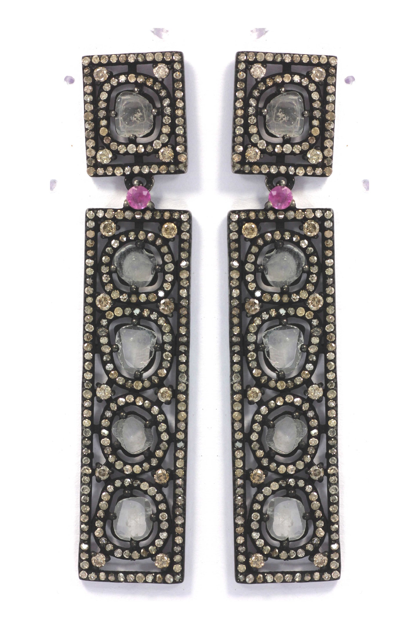 Silver Diamond Earring .925 Oxidized Sterling Silver Diamond Earring, Genuine handmade pave diamond Earring.