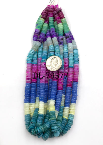 Opal Beads Smooth Heshi, Tyre, Donut, Dyed Colours