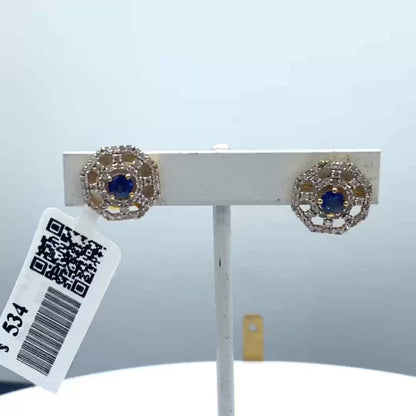 14k Solid Gold Diamond Stud Earring. Genuine handmade pave diamond Earring. 14k Solid Gold Diamond Earring..