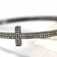 Cross Diamond Silver Bracelet .925 Oxidized Sterling Silver Diamond Bracelet, Genuine handmade pave diamond Bracelet.