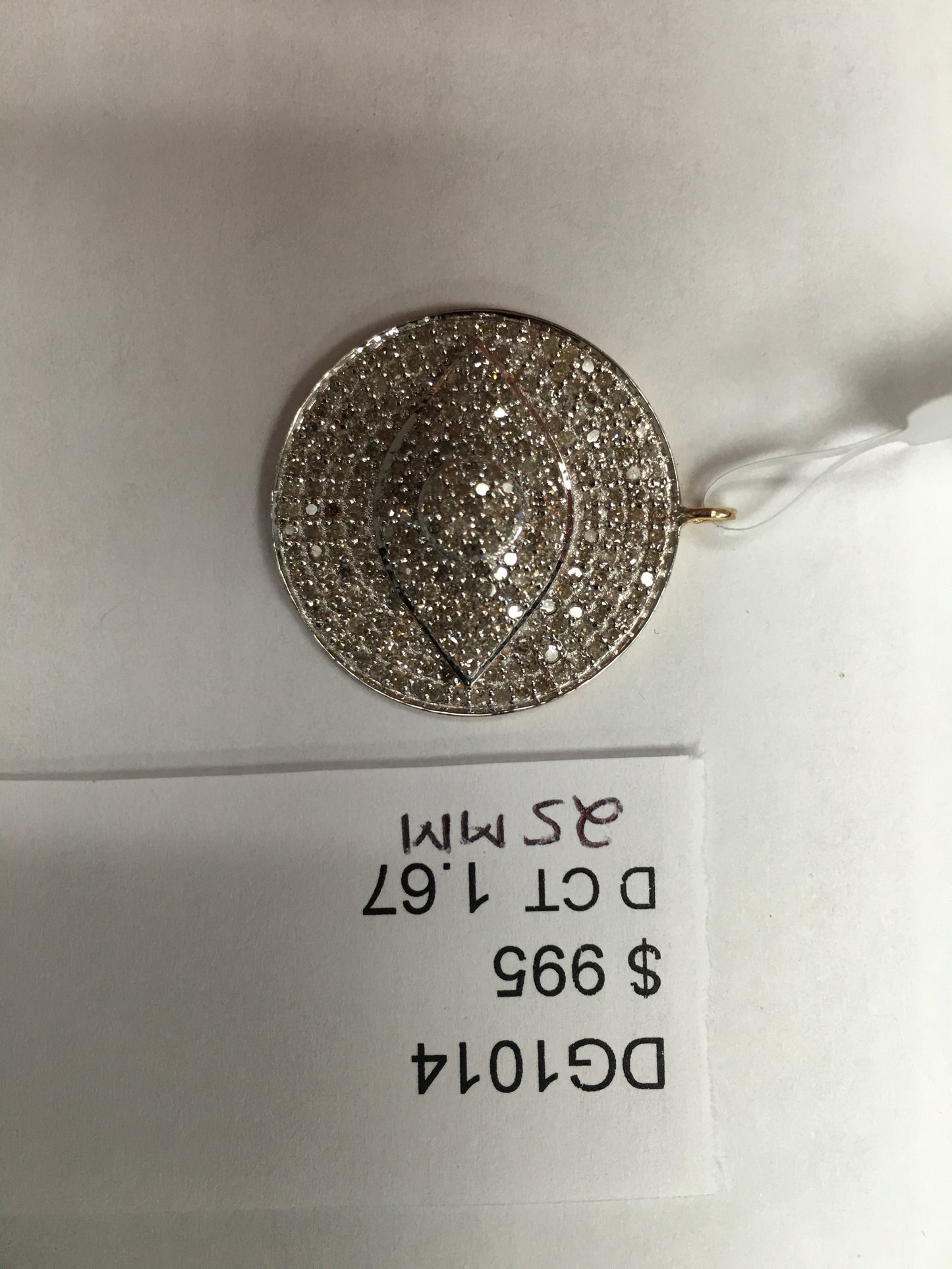 14K Solid Gold Eye Diamond Pendants