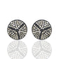 Round Diamond Silver Earring .925 Oxidized Sterling Silver Diamond Earring, Genuine handmade pave diamond Earring Size 0.48"(12 MM )