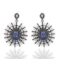 Diamond Silver Earring .925 Oxidized Sterling Silver Diamond Earring, Genuine handmade pave diamond Earring Size 1.76"(44 x 31 MM )