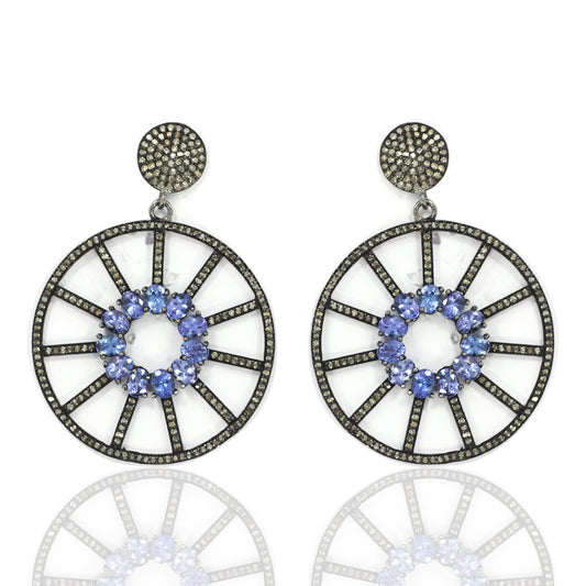 Gemstones Embedded Diamond Earring