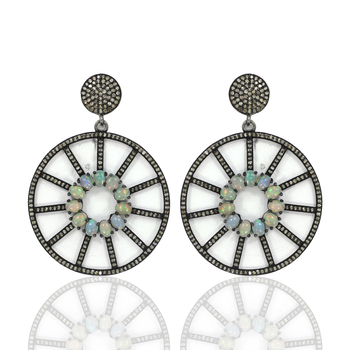 Gemstones Embedded Diamond Earring