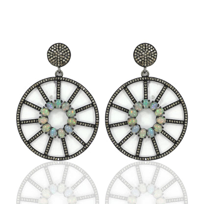 Gemstones Embedded Diamond Earring