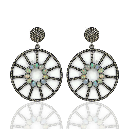 Gemstones Embedded Diamond Earring