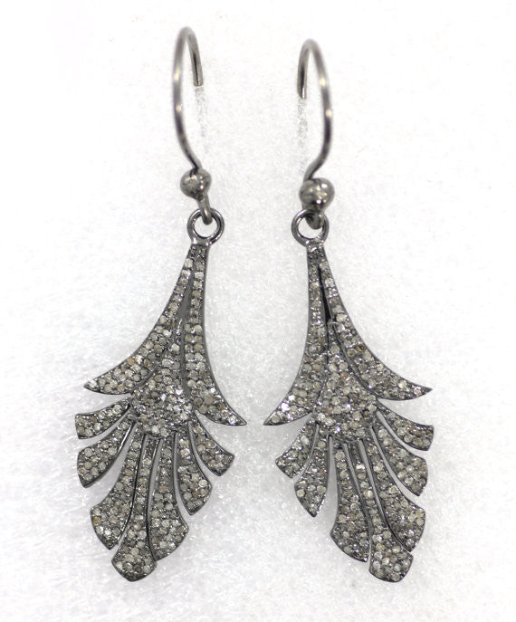 Art Deco Diamond Earring, Pave Diamond Earring,Pave Art Deco Earring, Appx 45 x 18mm