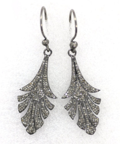 Art Deco Diamond Earring, Pave Diamond Earring,Pave Art Deco Earring, Appx 45 x 18mm