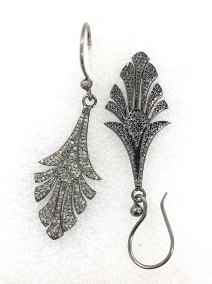 Art Deco Diamond Earring, Pave Diamond Earring,Pave Art Deco Earring, Appx 45 x 18mm