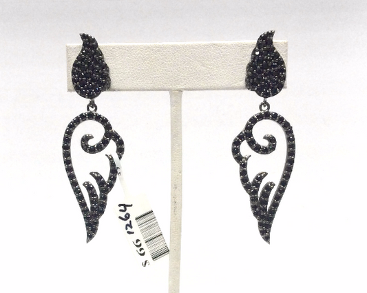 Black Spinel Silver Earring