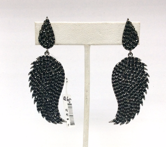 Black Spinel Silver Earring