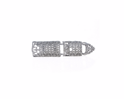 Diamond Full Finger Joint Ring Hollow Pattern Knuckle Rings,Pave Diamond Ring,Diamond Ring,Pave Ring, Statement Ring, Oxidized Silver