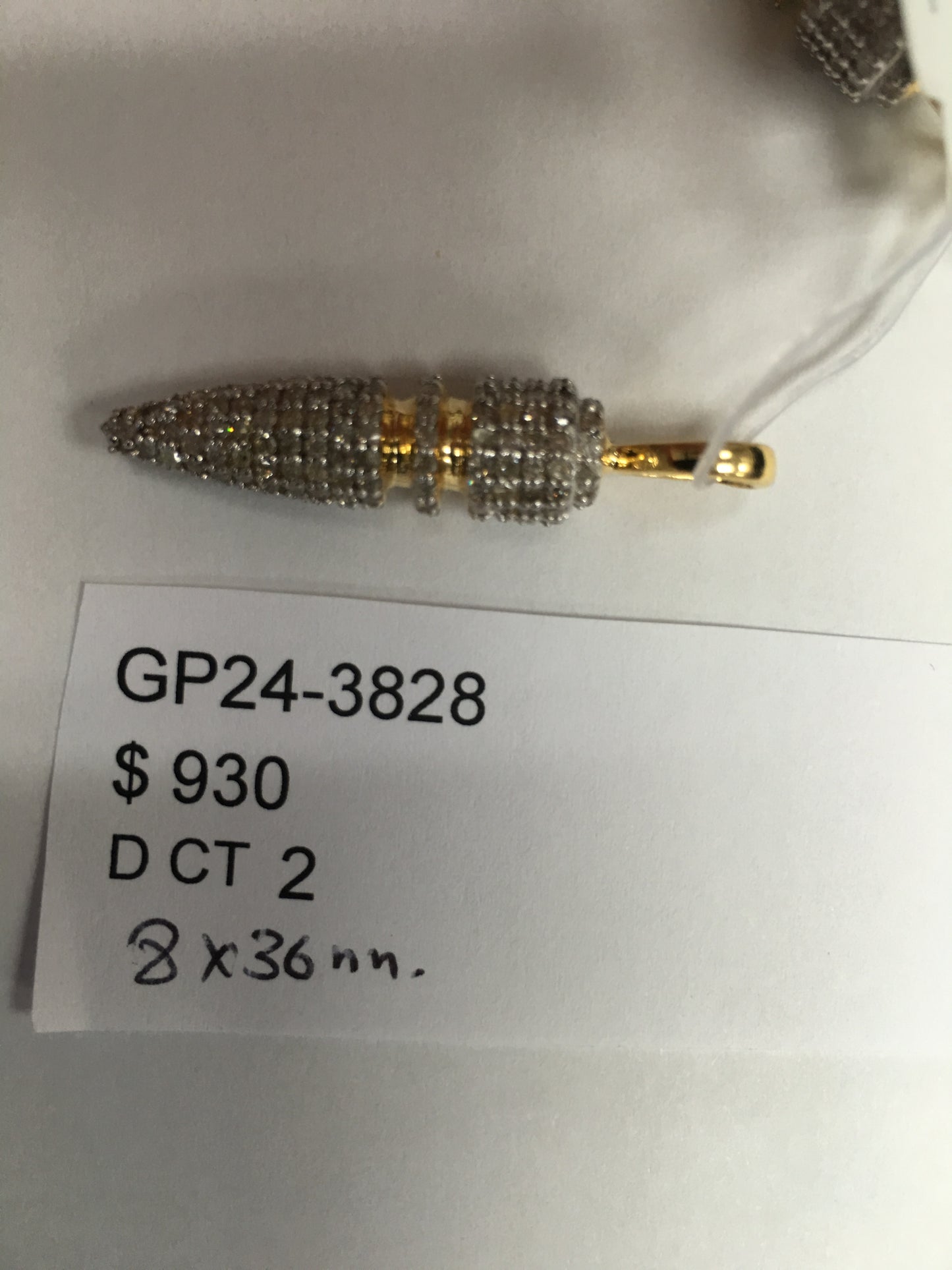 14K Solid Gold Ammunition Diamond Pendants. Genuine handmade pave diamond Pendant.
