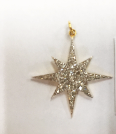 14k SolidGold Star Diamond Pendants. Genuine handmade pave diamond Pendant. Approx Size 1.20 "(27 x 30 mm)
