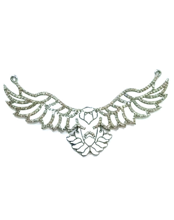 Enamel Eagle Shape Diamond Pendant .925 Oxidized Sterling Silver Diamond Pendant, Genuine handmade pave diamond Charm Size 74X22 MM