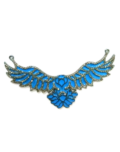 Enamel Eagle Shape Diamond Pendant .925 Oxidized Sterling Silver Diamond Pendant, Genuine handmade pave diamond Charm Size 74X22 MM