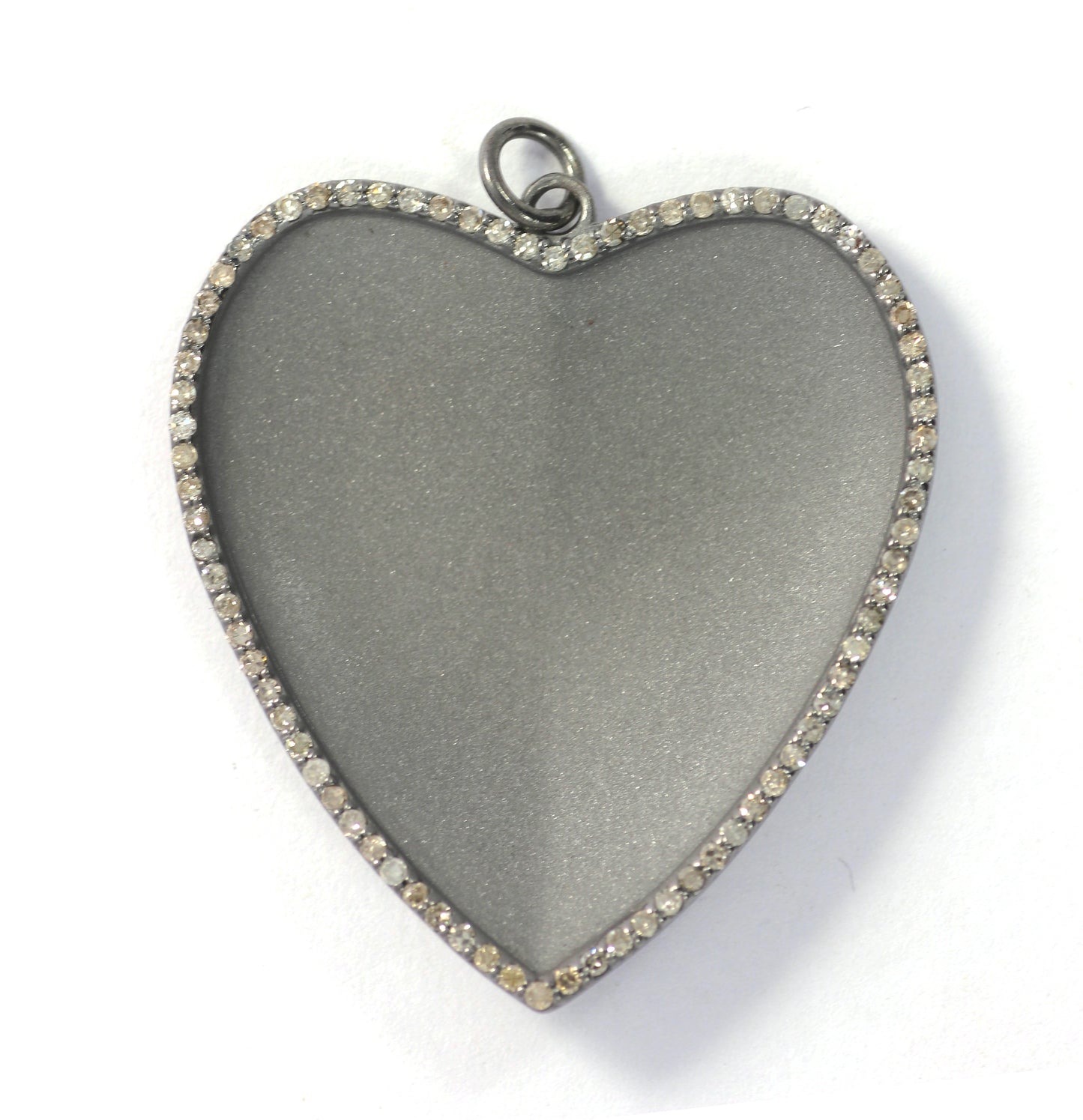Heart Shape Diamond Charm.925 Oxidized Sterling Silver Diamond Charm, Genuine handmade pave diamond Charm .