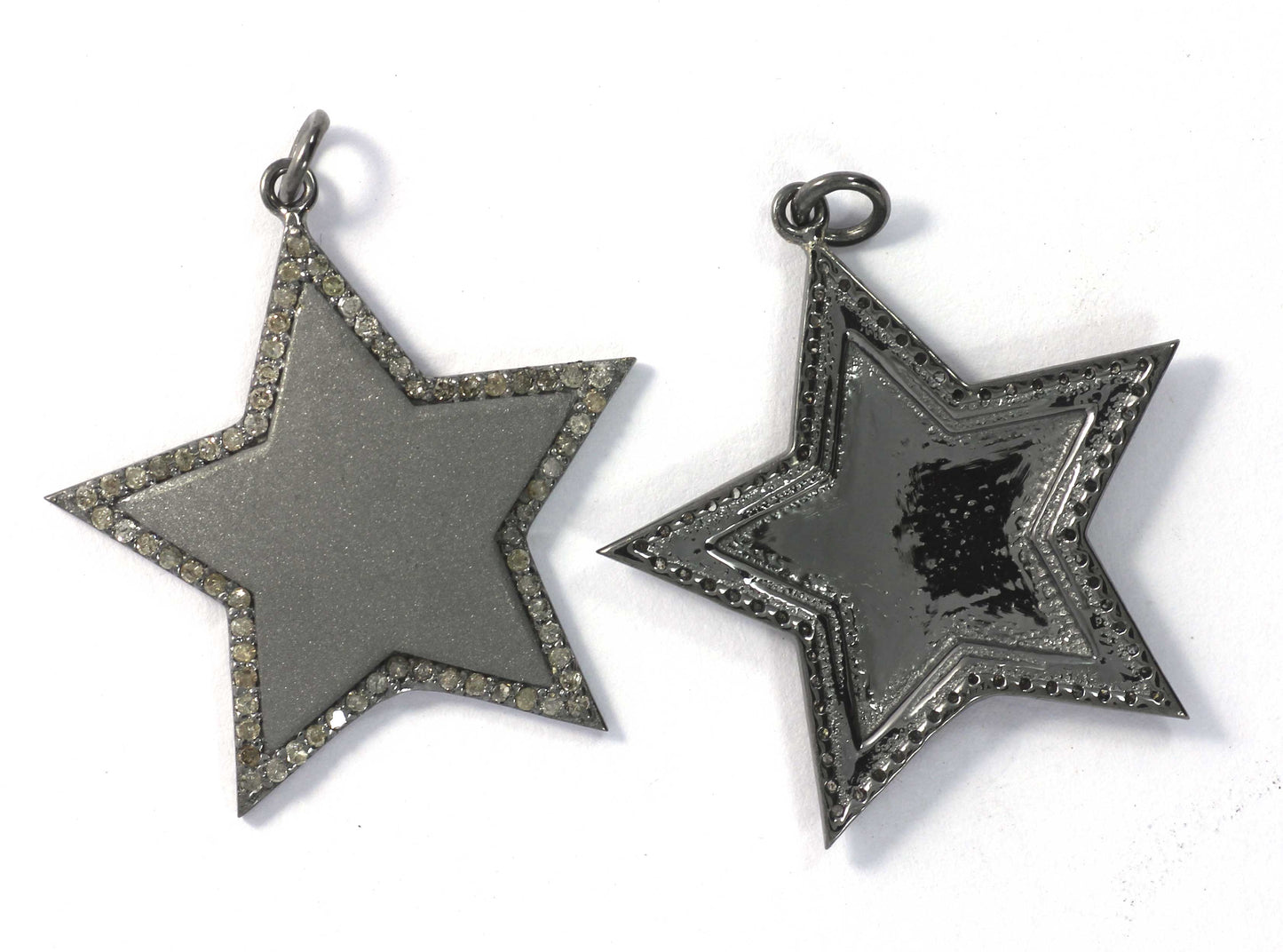 Star Shape Diamond Pendant .925 Oxidized Sterling Diamond Pendant, Genuine handmade pave diamond Pendant.