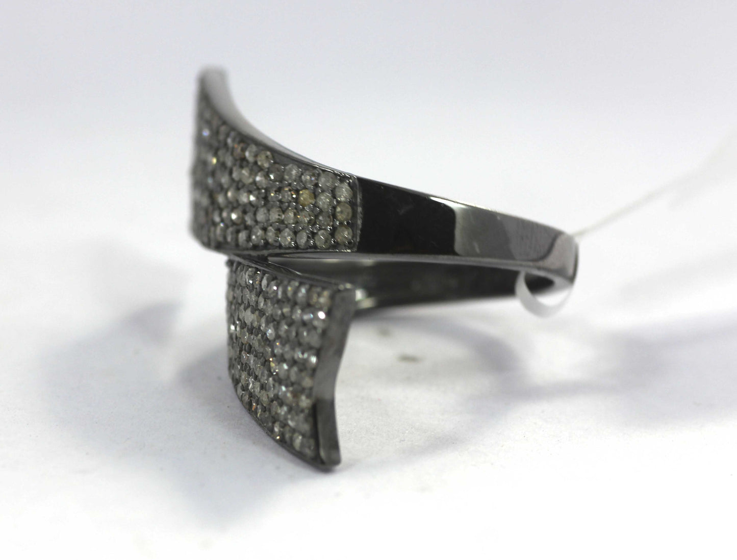 Silver Pave Diamond Ring .925 Oxidized Sterling Silver Diamond Ring, Genuine handmade pave diamond Ring.