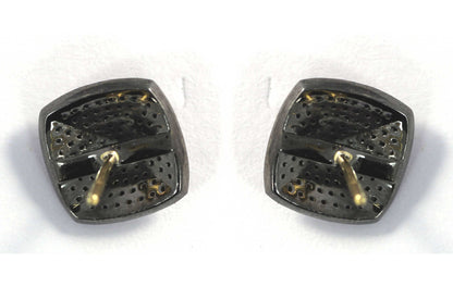 Silver Diamond Stud Earring .925 Oxidized Sterling Silver Diamond Stud Earring, Genuine handmade pave diamond Stud Earring.