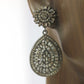 Pear shape Silver Diamond Earring .925 Oxidized Sterling Silver Diamond Earring, Genuine handmade pave diamond Earring.
