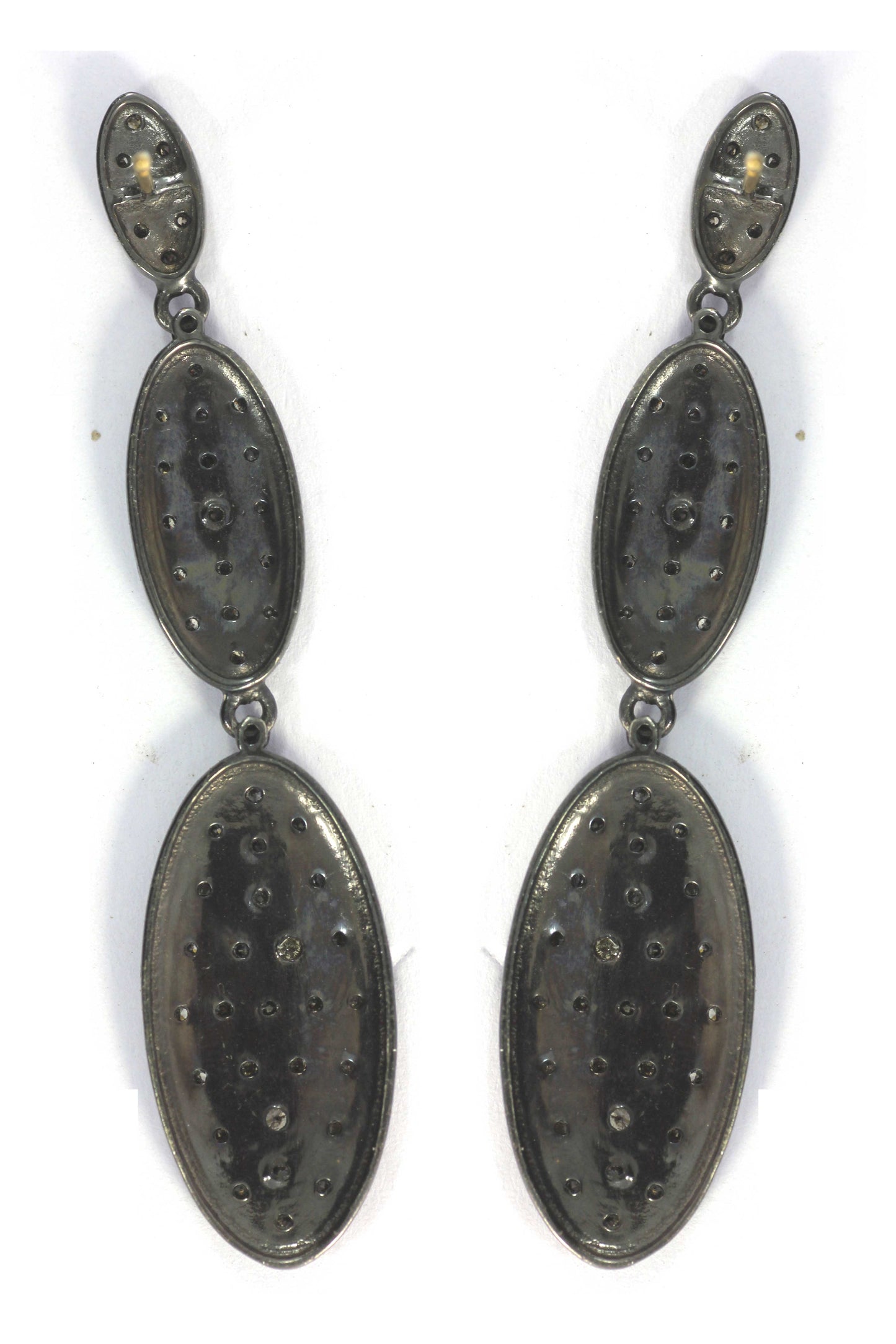 Diamond Silver Earring .925 Oxidized Sterling Silver Diamond Earring, Genuine handmade pave diamond Earring