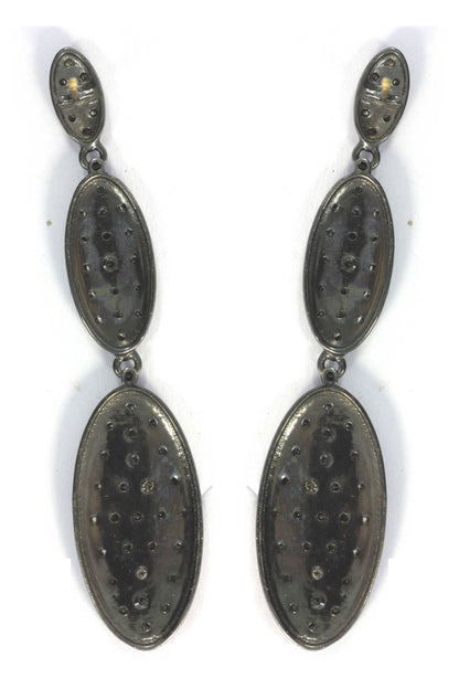 Diamond Silver Earring .925 Oxidized Sterling Silver Diamond Earring, Genuine handmade pave diamond Earring