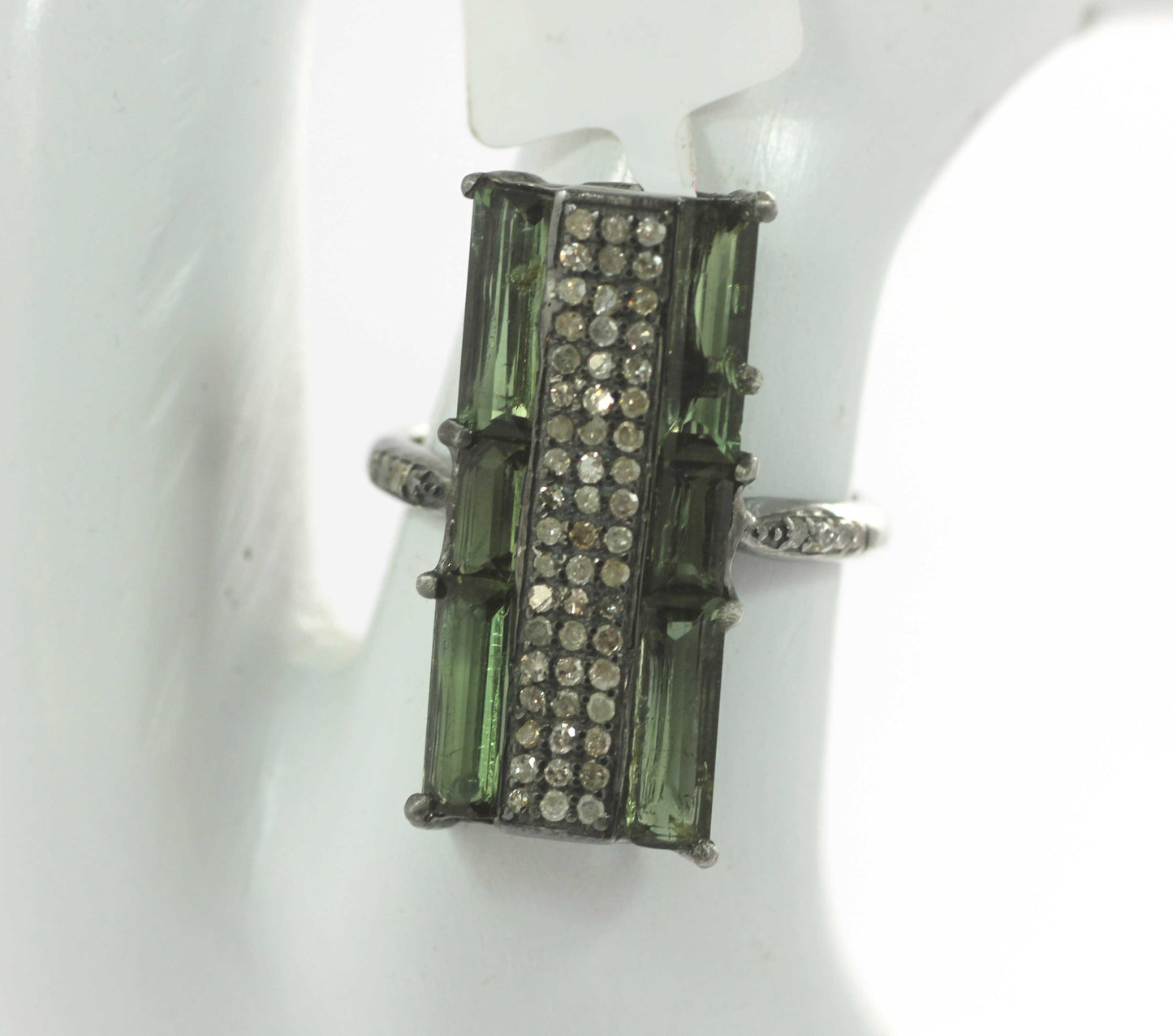 Silver Pave Diamond Ring .925 Oxidized Sterling Silver Diamond Ring, Genuine handmade pave diamond Ring.