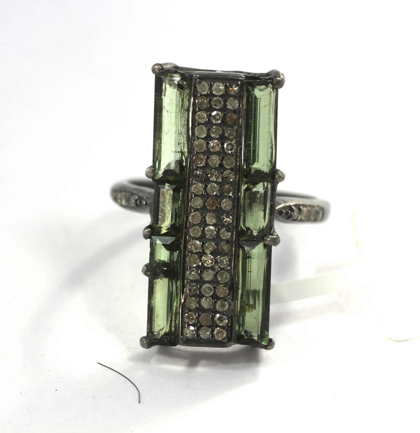 Silver Pave Diamond Ring .925 Oxidized Sterling Silver Diamond Ring, Genuine handmade pave diamond Ring.