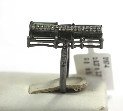 Silver Pave Diamond Ring .925 Oxidized Sterling Silver Diamond Ring, Genuine handmade pave diamond Ring.
