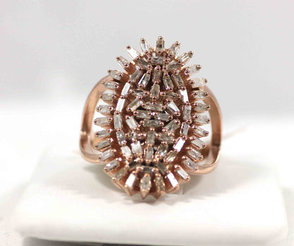 Silver Pave Tapered Baguette Diamond Ring .925 Oxidized Sterling Silver Diamond Ring, Genuine handmade pave diamond Ring.