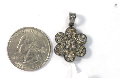 Flower Shape Diamond Pendant Charms Approx 19 x 17 mm