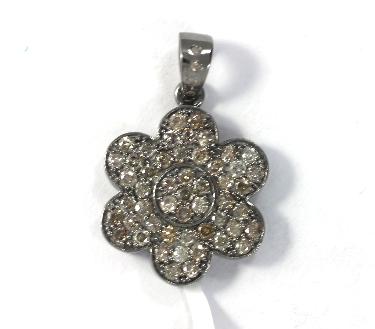 Flower Shape Diamond Pendant Charms Approx 19 x 17 mm