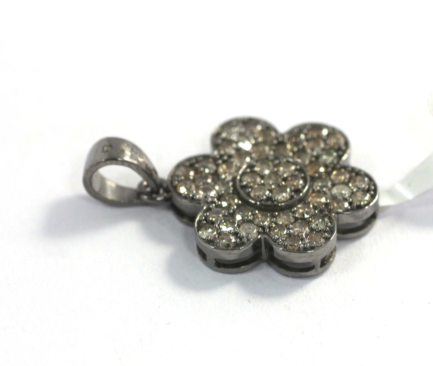 Flower Shape Diamond Pendant Charms Approx 19 x 17 mm