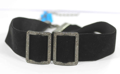 Choker Necklaces With Pave Diamond. 925 Oxidized Sterling Silver Diamond necklaces, Genuine handmade pave diamond necklaces.