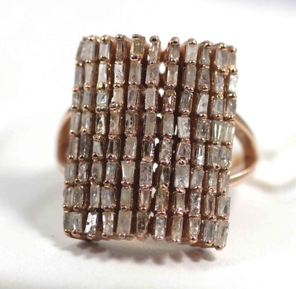 Silver Pave Tapered Baguette Diamond Ring .925 Oxidized Sterling Silver Diamond Ring, Genuine handmade pave diamond Ring Size Approx 0.80"(16 X 20 MM)