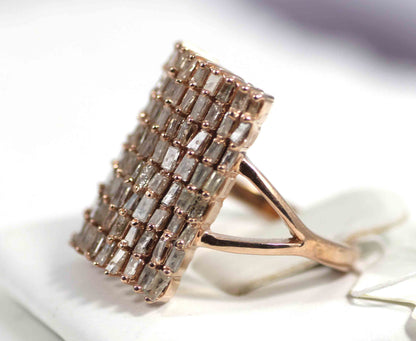 Silver Pave Tapered Baguette Diamond Ring .925 Oxidized Sterling Silver Diamond Ring, Genuine handmade pave diamond Ring Size Approx 0.80"(16 X 20 MM)