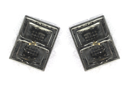 Rectangle Diamond Earring .925 Oxidized Sterling Silver Diamond Earring, Genuine handmade pave diamond Earring .