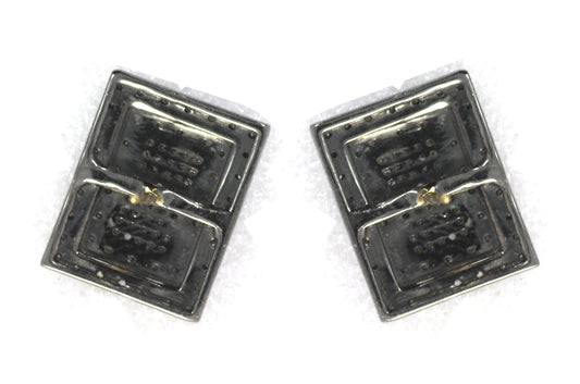 Rectangle Diamond Earring .925 Oxidized Sterling Silver Diamond Earring, Genuine handmade pave diamond Earring .